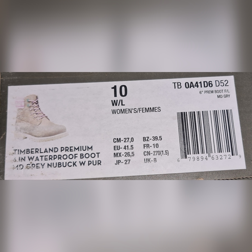 Timberland Ladies 6 Inch Grey And Purple Waterproof Boots Size UK 8 - Picture 11 of 11